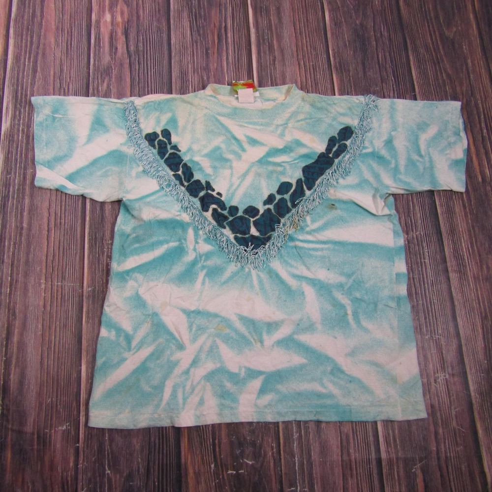 Chili Peppers Womens One Size Fits All Blue V-Neck Fringe Sequin T-Shirt Granny